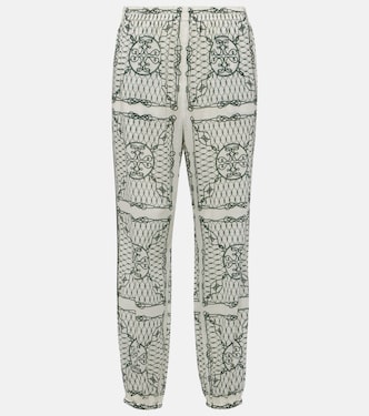 Printed high-rise cotton tapered pants | Tory Burch