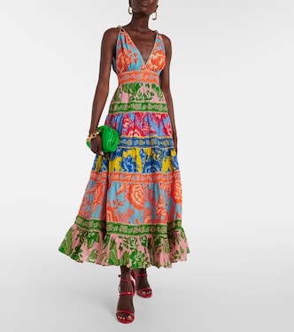 Printed tiered cotton midi dress | Farm Rio