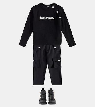 Pull en laine mélangée à logo | Balmain Kids