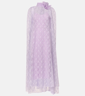 Caped floral lace midi dress  | Rodarte