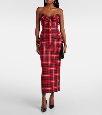 Abito midi in tartan di lana | Alessandra Rich