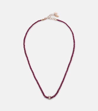 Infinite 18kt rose gold necklace with rubies and diamonds | Suzanne Kalan