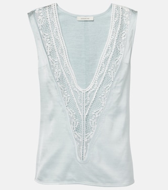 Paneled lace-trimmed top | Jacques Wei