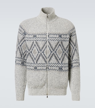 Argyle wool, silk and cashmere cardigan | Brunello Cucinelli