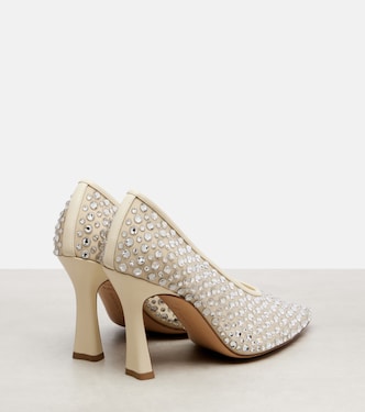 Sofia 90 crystal-embellished leather-trimmed pumps | Bottega Veneta