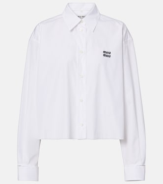 Cropped cotton poplin shirt | Miu Miu