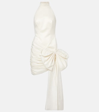 Bow-detail halterneck satin minidress | Rotate