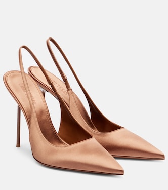 Lidia 105 satin slingback pumps | Paris Texas