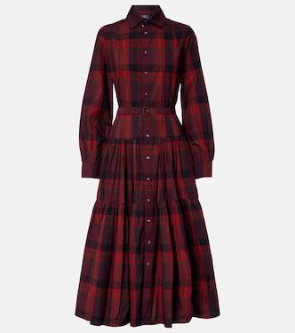 Belted plaid cotton-blend shirt dress | Polo Ralph Lauren