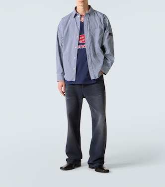 Striped cotton-blend poplin shirt | Balenciaga
