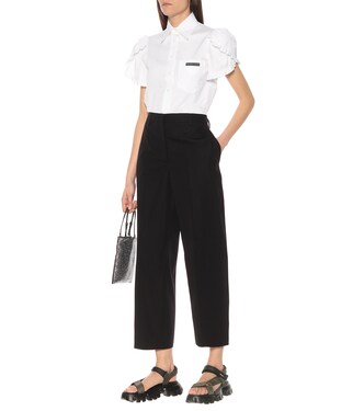 Weite High-Rise-Hose aus Baumwolle | Prada