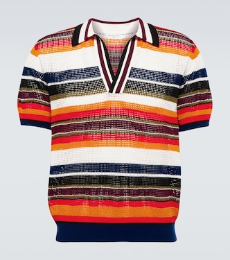 Striped open collar polo shirt | Dries Van Noten