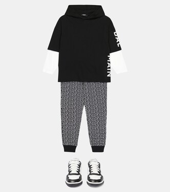 로고 코튼 후디 | Balmain Kids