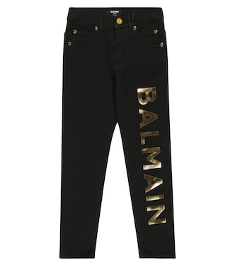 Pantalones en mezcla de algodón con logo | Balmain Kids