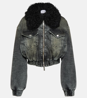 Chaqueta en denim con pelo sintético | Blumarine