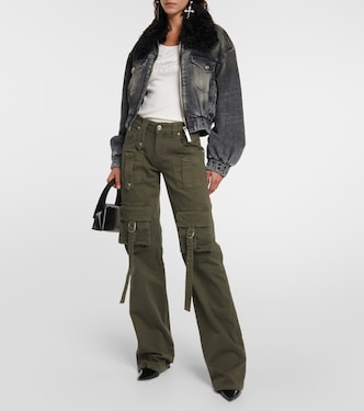 Faux fur-trimmed denim jacket | Blumarine