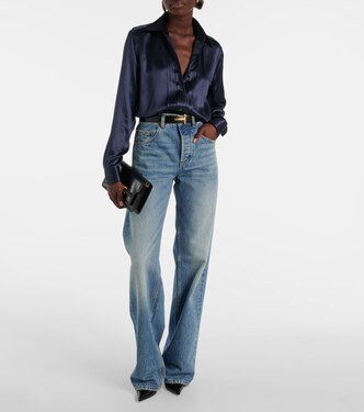 Camisa plisada de seda charmeuse | Tom Ford
