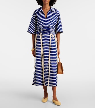 Abito midi in jersey di cotone a righe | Plan C