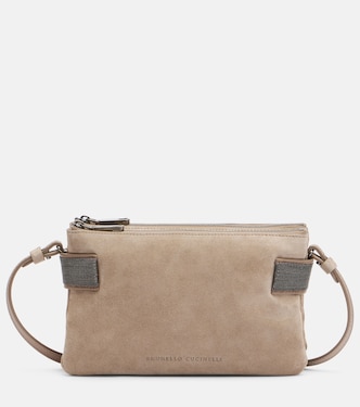 Essence Monili Small suede shoulder bag | Brunello Cucinelli