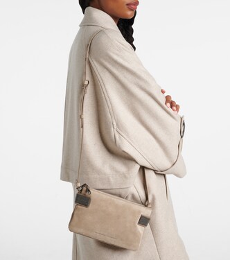 Essence Monili Small suede shoulder bag | Brunello Cucinelli