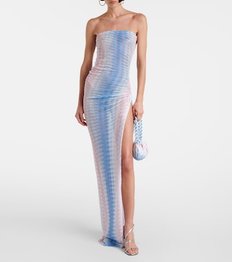 Zig Zag semi-sheer strapless maxi dress | Missoni