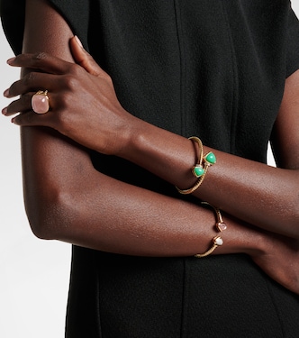Trisolina Bypass 18kt gold cuff bracelet with diamonds and chrysoprase | Marina B