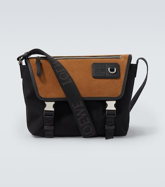 Flex Medium canvas and suede messenger bag | Loewe