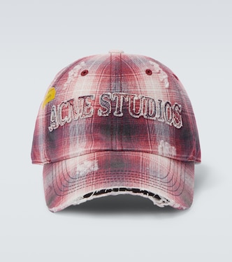 帆布做旧格纹棒球帽 | Acne Studios