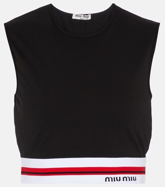 Striped logo crop top | Miu Miu