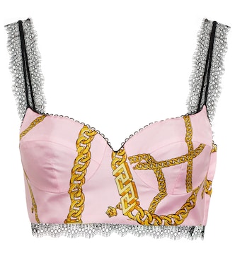 Bralette Chain de seda estampado | Versace