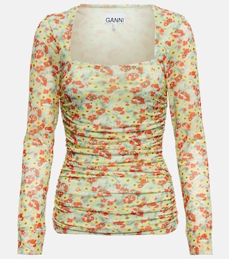 Top in mesh con stampa floreale | Ganni