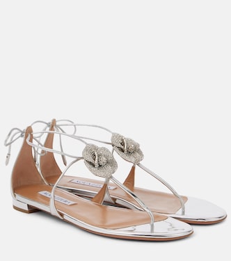 Sandali Crystal Orchid in pelle metallizzata | Aquazzura