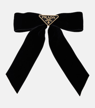 Fermacapelli in velluto con logo | Prada
