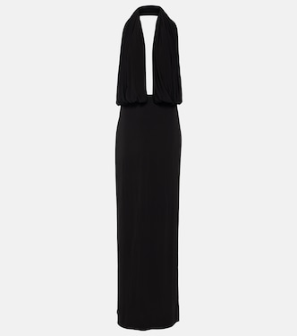 High-neck draped maxi dress in black - Alexandre Vauthier