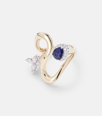 Anello Reign Supreme in oro 18kt con diamanti e zaffiri | Yeprem