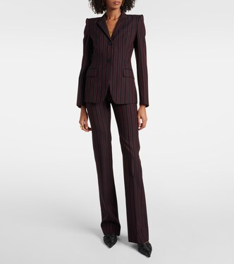 Blazer monopetto in lana a righe | McQueen