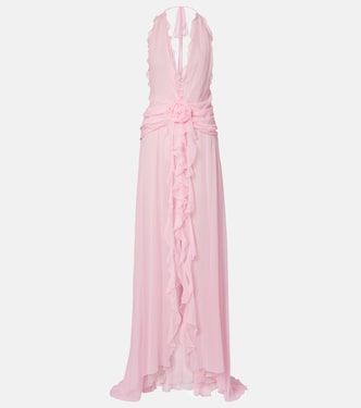 Ruffled silk georgette maxi dress | Blumarine