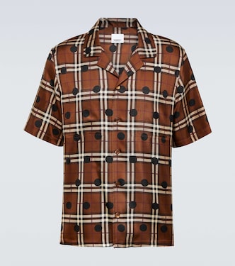Camicia in twill di seta a quadri e pois | Burberry