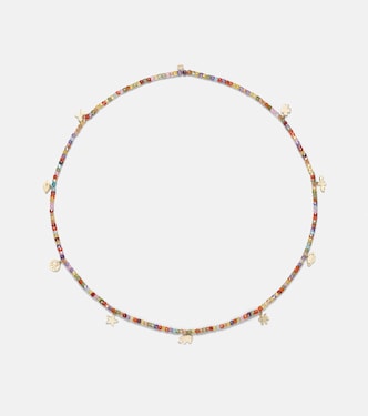 14kt gold beaded charm necklace with zircon | Sydney Evan