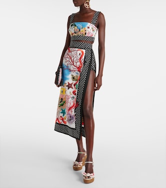 Jupe midi Capri imprimée en coton | Dolce&Gabbana