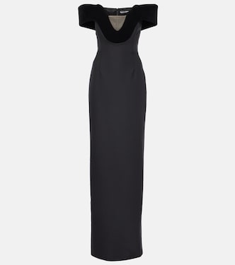 Off-Shoulder-Robe aus Samt | David Koma