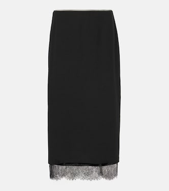 Lace-trimmed midi skirt | Vince