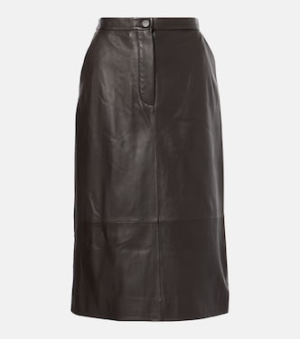 Leather midi skirt | Yves Salomon