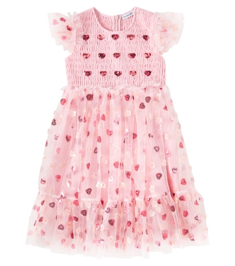 Sequined shirred mesh dress | Self-Portrait Kids