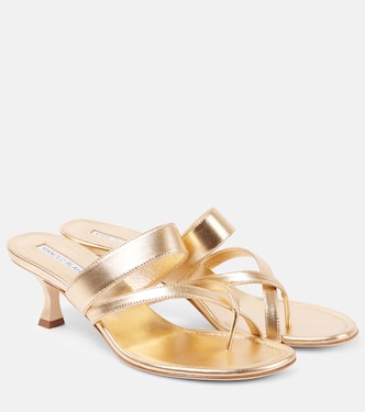 Mules Susa 50 in pelle metallizzata | Manolo Blahnik