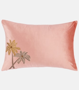 Palms embroidered velvet cushion | Les-Ottomans