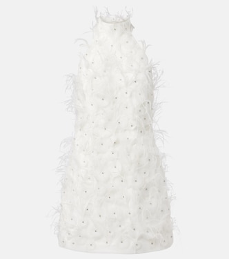 Bridal Meha feather-trimmed minidress | Rebecca Vallance