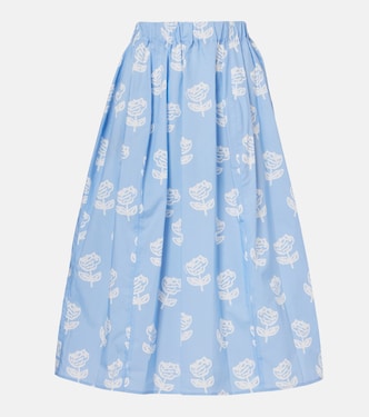 Floral cotton poplin midi skirt | Marni