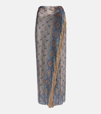 Falda larga de malla con paisley | Rabanne