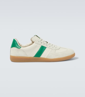 Suede-trimmed leather sneakers | Tom Ford